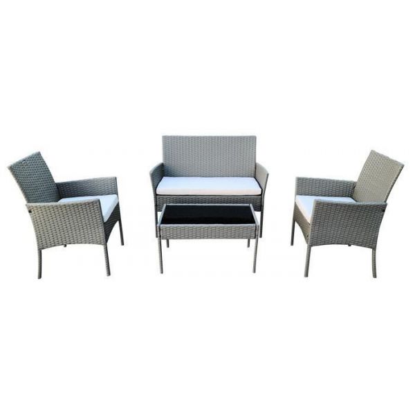 Zestaw mebli ogrodowych technorattan 2x fotel sofa stół RENO szary 4os.