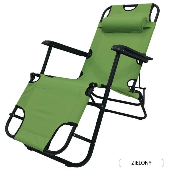 Krzesło wypoczynkowe składane leżak zagłówek RIVIERA2 zielony