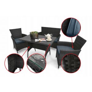 Zestaw mebli ogrodowych technorattan 2x fotel sofa stół LIDO szary