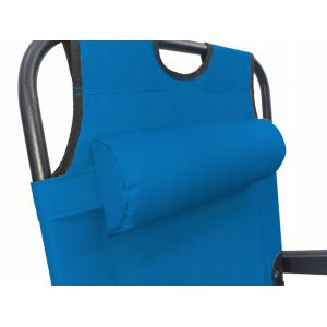 Krzesło wypoczynkowe składane leżak zagłówek RIVIERA niebieski