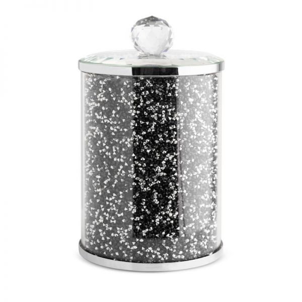 Pojemnik o przechowywania z kryształkami glamour VENTOSA 10X10X17 czarny + srebrny