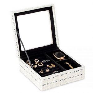 AmeliaHome Pudełko na biżuterię MASCA 18X6,5 czarne kremowe