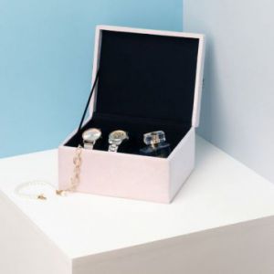 AmeliaHome Pudełko na biżuterię szkatułka rzęsy LASHES 14X9 pudrowy róż