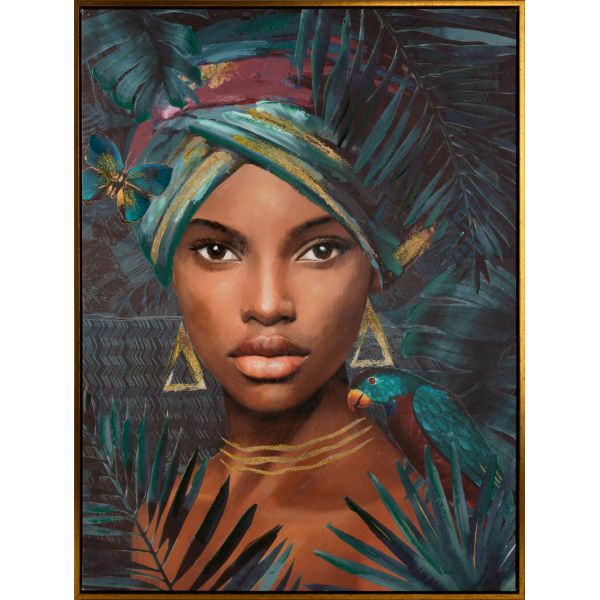 Obraz na płótnie portret afrykańkiej kobiety 60X80 ciemny turkusowy
