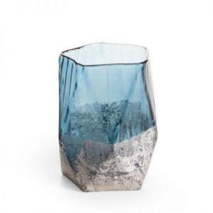Wazon dekoracyjny szklany NESSA 13X13X18 niebieski + srebrny