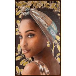 Obraz malowany na płótnie kobieta WOMEN 60X100 brązowy + czarny