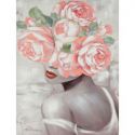 Obraz na płotnie kobieta i róże WOMEN 60X80 różowy