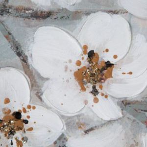 Obraz ręcznie malowany Kwiaty FLOWERS 90X120 biały