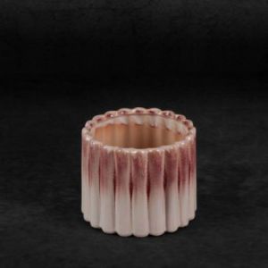 Donica osłonka ceramiczna EVITA 14X14X11 kremowa + różowa