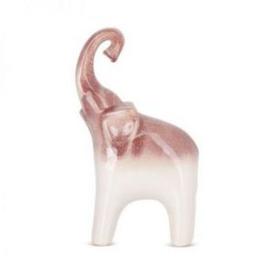Figurka ceramiczna Słoń EVITA 16X7X27 kremowa + różowa