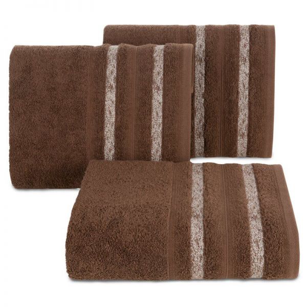 Ręcznik bawełniany z bordiurą w paski FARGO 50X90 brązowy