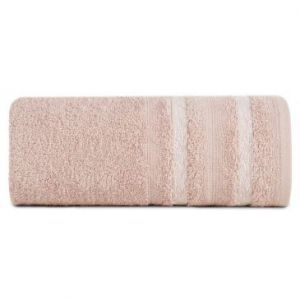 Ręcznik bawełniany z bordiurą w paski FARGO 70X140 pudrowy