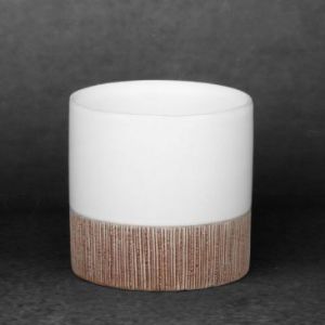 Doniczka ceramiczna MILI 11X11X10 biała + brązowa x4