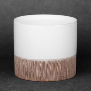 Doniczka ceramiczna MILI 13X13X11 biała + brązowa x2