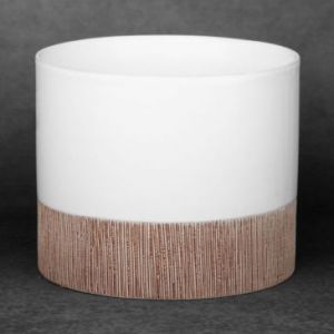 Doniczka ceramiczna MILI 18X18X15 biała+ brązowa
