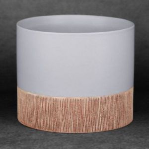 Doniczka ceramiczna MILI 18X18X15 popielata + brązowa