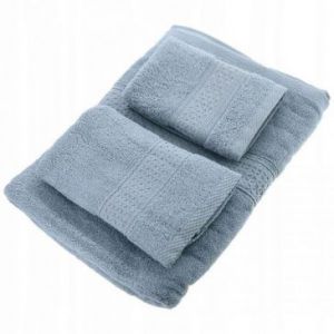 Komplet 3 miękkich ręczników 35x35 35x75 70x140 szaroniebieskie