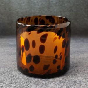 Świecznik dekoracyjny szklany OLIVIA 10X10 czarny + brązowy