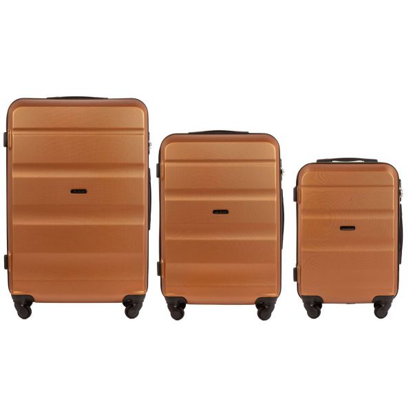 Wings Komplet 3 walizek z ABS L,M,S jasnobrązowe