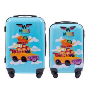 Wings Zestaw walizek dla dzieci z policarbonu CAR 2S+2XS...