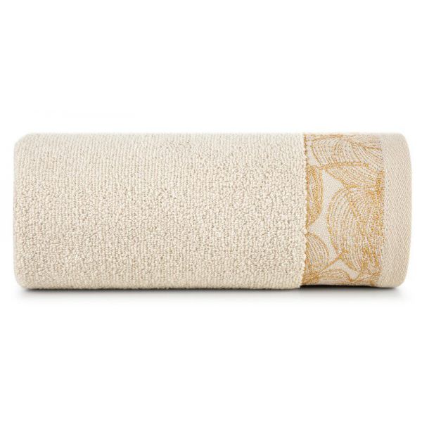 Ręcznik bawełniany z ozdobną żakardową bordiurą GIS0 30X50 beżowy