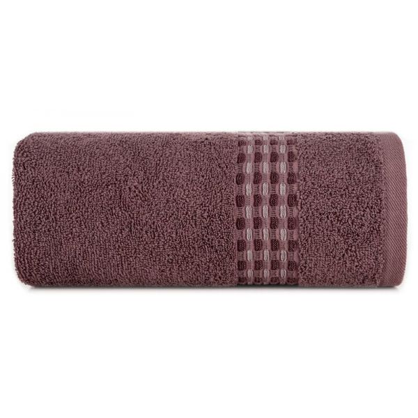 Ręcznik bawełniany z żakardową bordiurą RIVA 70X140 liliowy