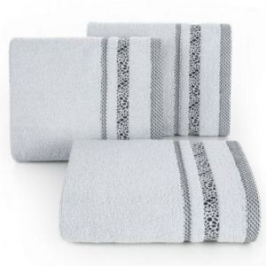 Ręcznik bawełniany z żakardową bordiurą TESSA 30X50 srebrny