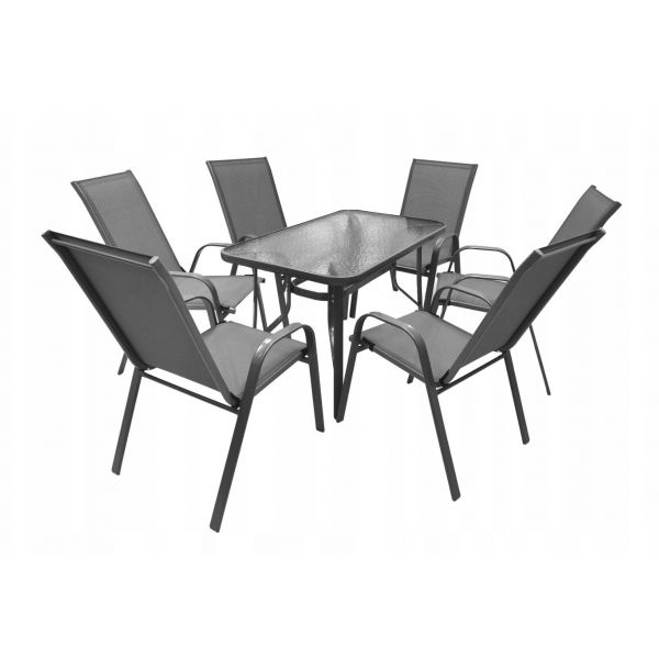 Zestaw mebli ogrodowych na taras stół 120x70 i krzesła dla 6 osób szary