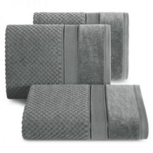 Ręcznik frotte welurowy z prostą bordiurą JESSI 50X90 stalowy
