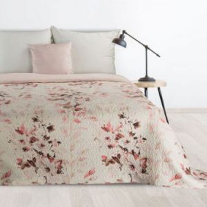 Narzuta na łóżko pikowana POWDERY 220X240 biała różowa
