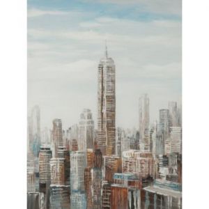 Obraz ręcznie malowany na płótnie duże miasto 60X80 beżowy