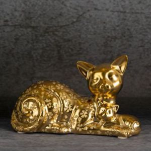 Fikurka ceramiczna kot KITY 22X9X14 złota