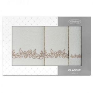 Komplet ręczników w pudełku CLAVIA 30x50 + 50x90 + 70x140 kremowy
