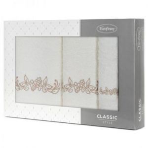 Komplet ręczników w pudełku CLAVIA 30x50 + 50x90 + 70x140 kremowy