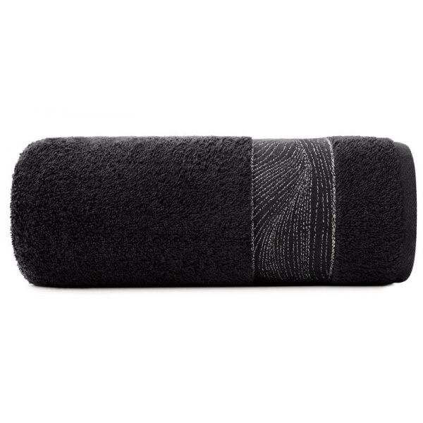 Ręcznik bawełniany z bordiurą MARIEL 70X140 czarny