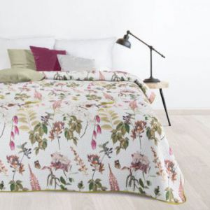 Narzuta na łóżko pikowana ROSA 170X210 biała + zielona