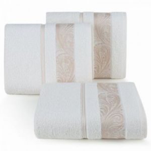 Ręcznik bawełniany z bordiurą SYLWIA 70X140 kremowy