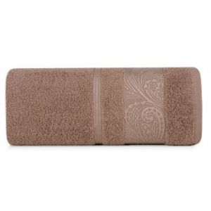 Ręcznik bawełniany z bordiurą SYLWIA 70X140 ciemnobeżowy