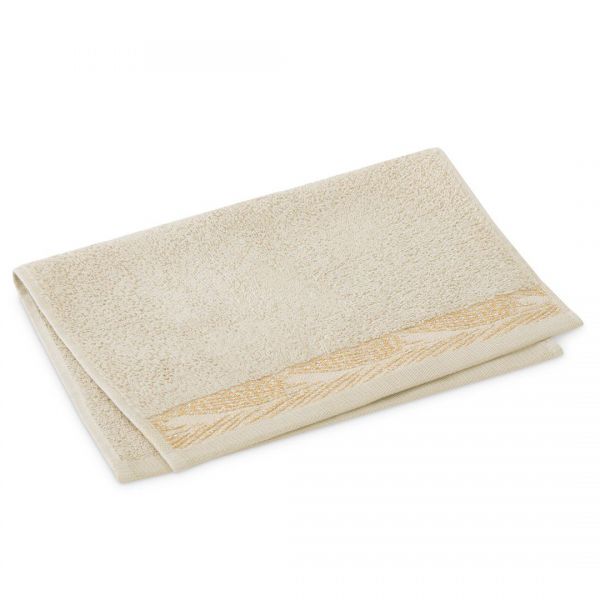 AmeliaHome Ręcznik bawełniany ALLIUM 30x50 beżowy + złoty