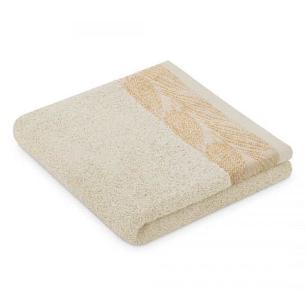 AmeliaHome Ręcznik bawełniany ALLIUM 50x90 beżowy + złoty
