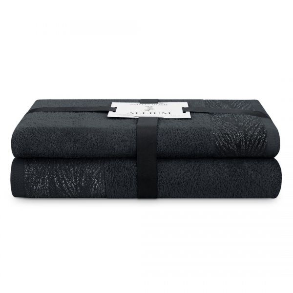 AmeliaHome Komplet ręczników bawełnianych ALLIUM 50x90 + 70x130 czarny