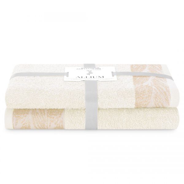 AmeliaHome Komplet ręczników bawełnianych ALLIUM  50x90 + 70x130 kremowy