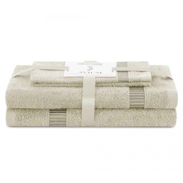 AmeliaHome Komplet ręczników bawełnianych AVIUM 30x50 + 50x90 + 70x130 beżowy