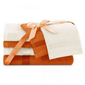AmeliaHome Komplet ręczników bawełnianych AVIUM 2*30x50 + 2*50x90 + 2*70x130 żółty + kremowy