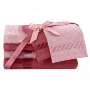 AmeliaHome Komplet ręczników bawełnianych AVIUM 2*30x50 + 2*50x90 + 2*70x130 różowy