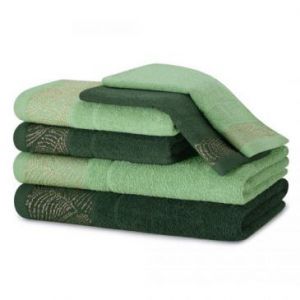 AmeliaHome Komplet ręczników bawełnianych BELLIS  2*30x50 + 2*50x90 + 2*70x130 butelkowa zieleń