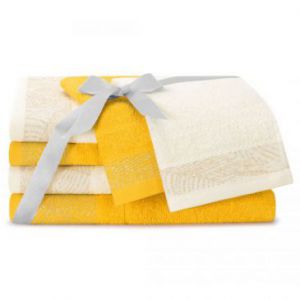 AmeliaHome Komplet ręczników bawełnianych BELLIS 2*30x50 + 2*50x90 + 2*70x130 żółty + kremowy