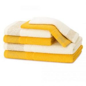 AmeliaHome Komplet ręczników bawełnianych BELLIS 2*30x50 + 2*50x90 + 2*70x130 żółty + kremowy