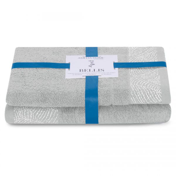 AmeliaHome Komplet ręczników bawełnianych BELLIS 50x90 + 70x130 szary