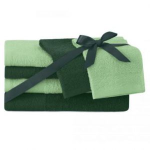 AmeliaHome Komplet ręczników bawełnianych FLOS  2*30x50 + 2*50x90 + 2*70x130 butelkowa zieleń